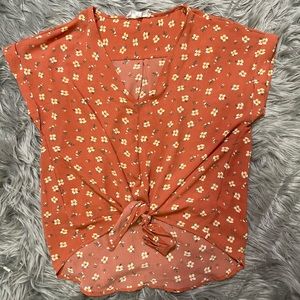 PINK ROSE tie front top